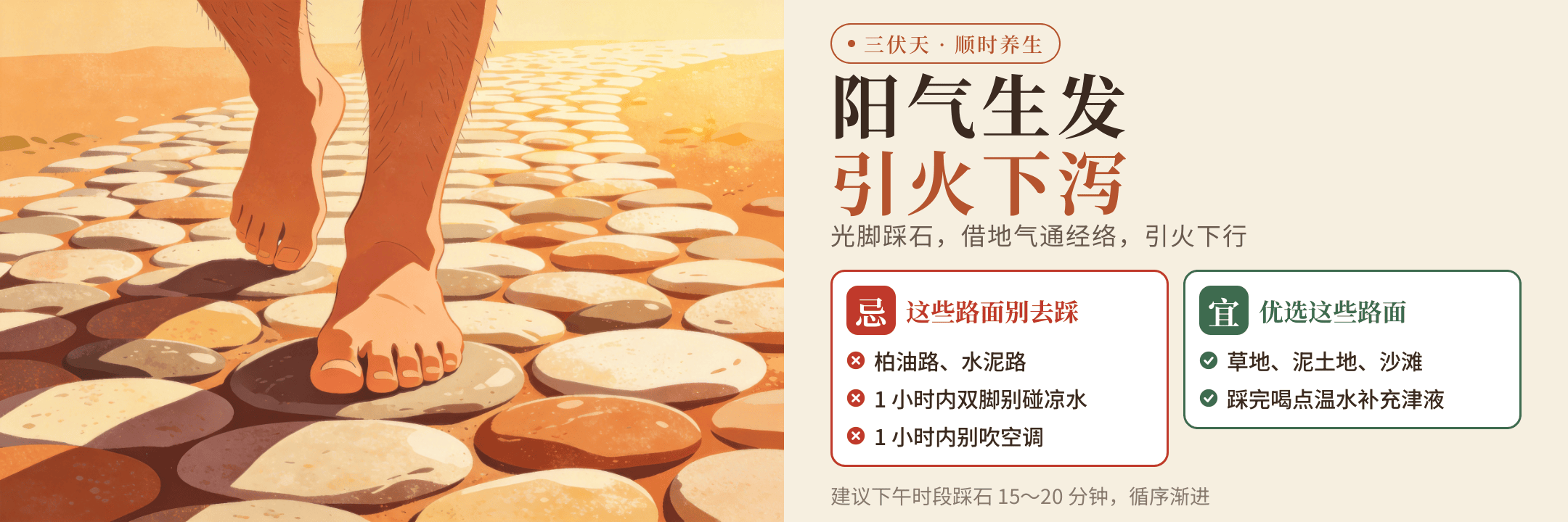 三伏天赤脚在地上走一走，引火下行，安神助眠，连脚气都好了